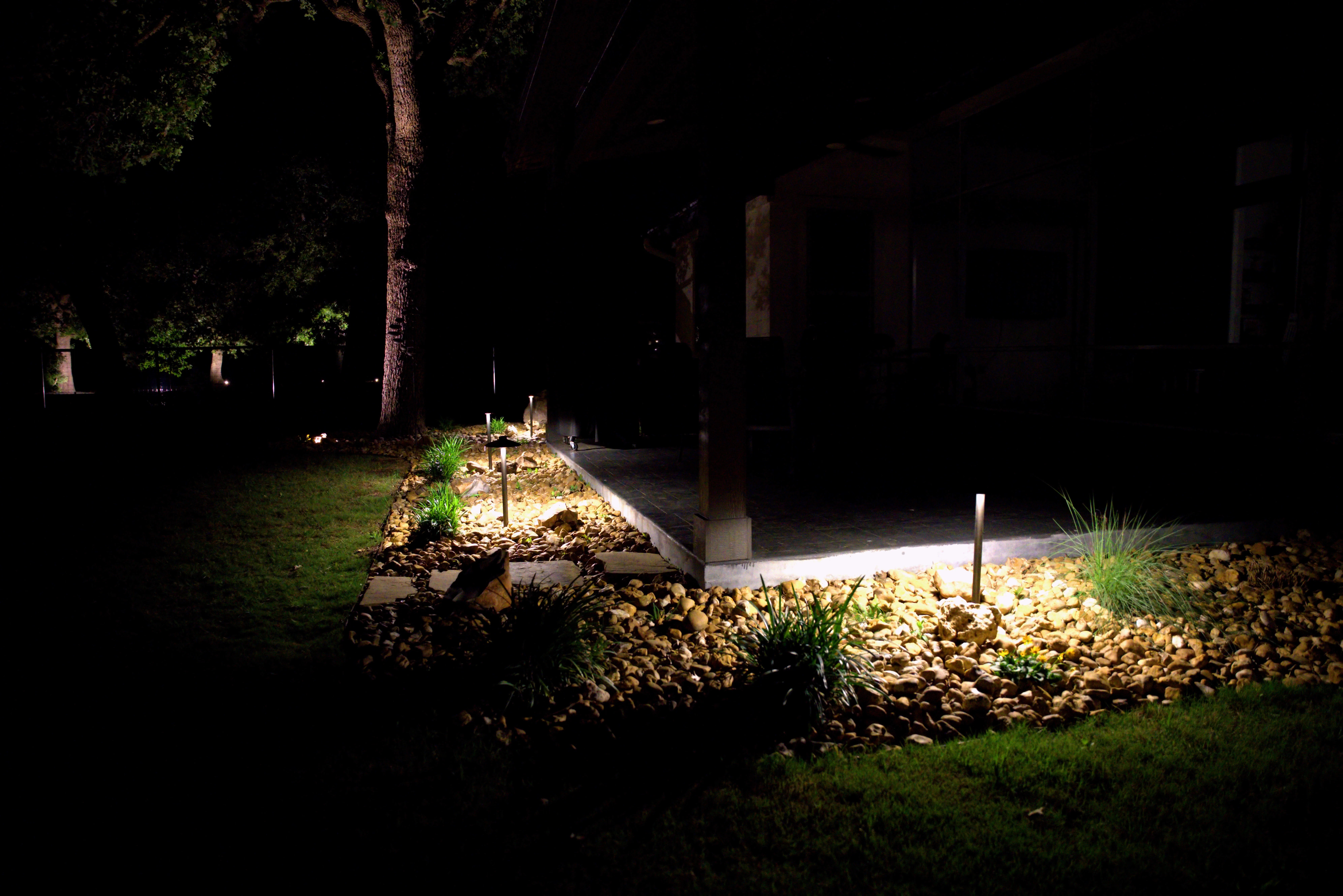 Rock garden path uplighting